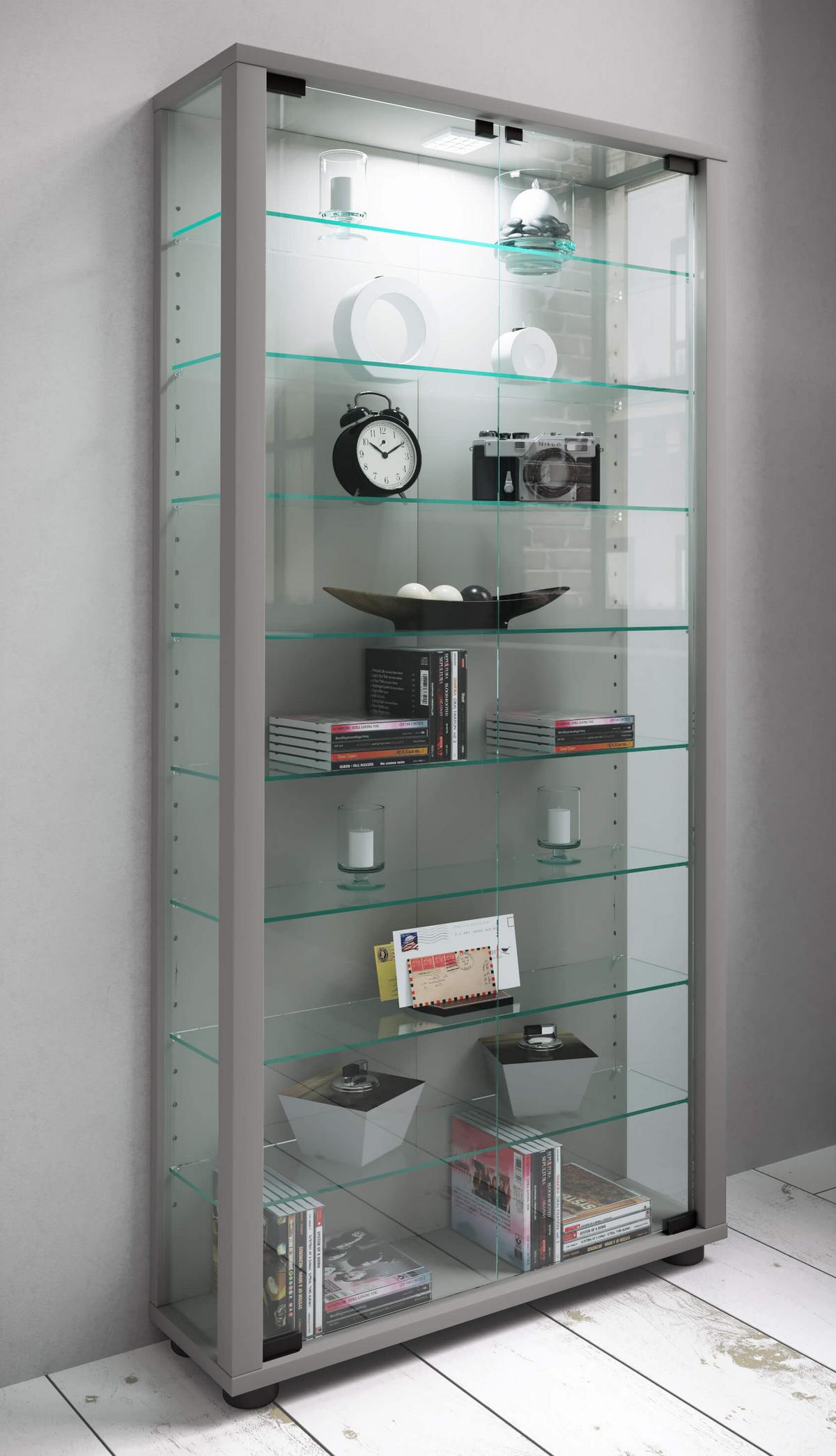 Vitrin Lumo Maxi - fekete/ezüstszínű, Design, műanyag/faalapú anyag (59/114/18cm) - MID.YOU