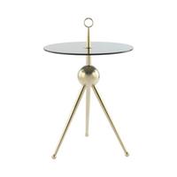 Beistelltisch Lcuhl-Gld-Gry - Goldfarben/Grau, Modern, Glas/Metall (46/46/52cm) - Kayoom