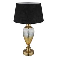 TISCHLEUCHTE 24143S LEILA - Klar/Messingfarben, Konventionell, Glas/Textil (38/66cm) - Globo