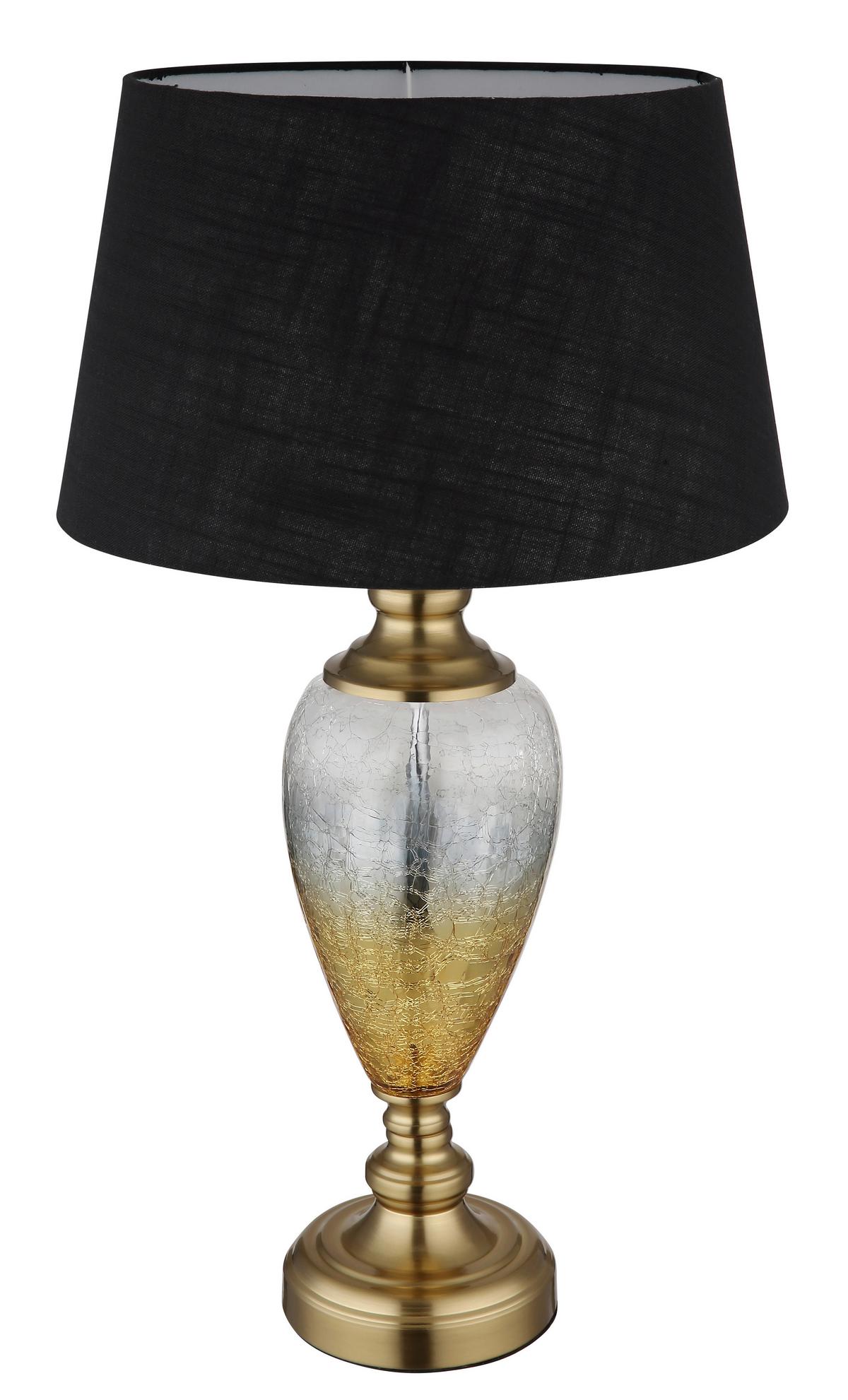 TISCHLEUCHTE 24143S LEILA - Klar/Messingfarben, Konventionell, Glas/Textil (38/66cm) - Globo