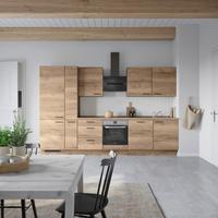 Küchenblock Structura High m. Geräten Eiche dunkel - Eiche dunkel/Schwarz, MODERN, Holzwerkstoff/Metall (330cm) - Nobilia