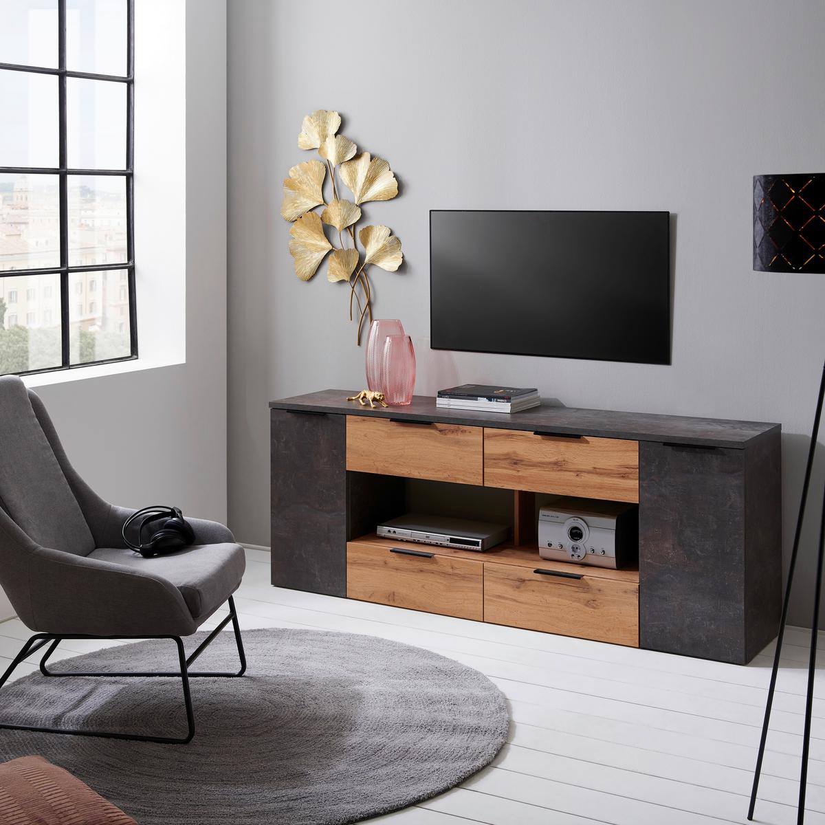 Masă pentru televizor Bernd - gri, Modern, material pe bază de lemn (180/70/40cm) - Modern Living