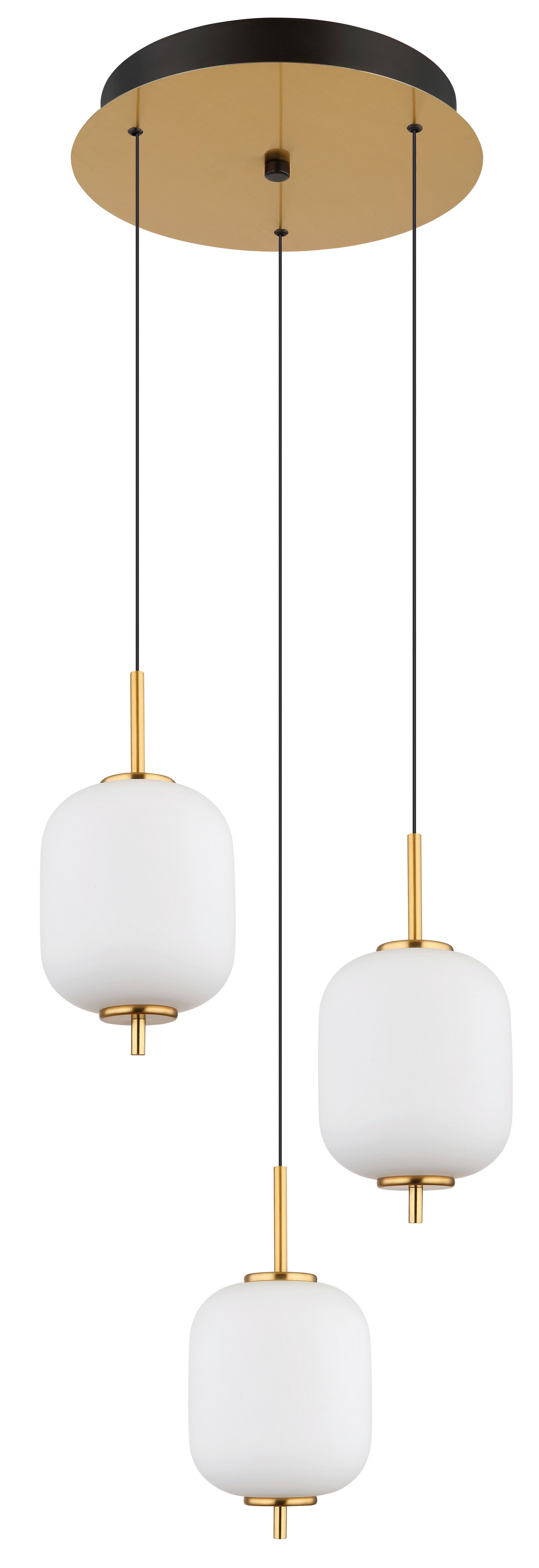 Viseča Led-svetilka 15217-3 Ewald - črna/opal, Konvencionalno, kovina/umetna masa (37,5/220cm)