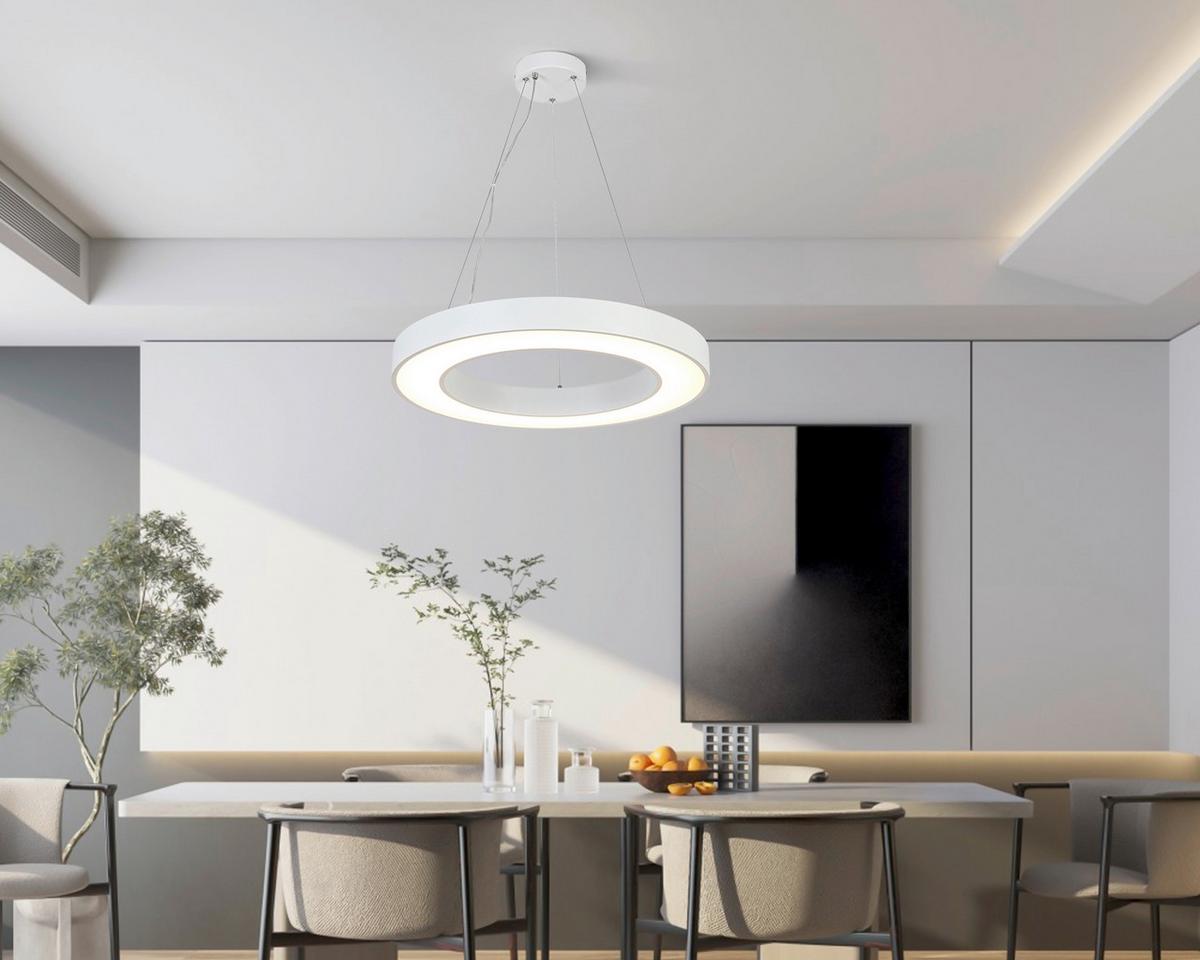 Lampă suspendată cu LED Sandl - alb/culoare crom, Modern, plastic/metal (60/120cm) - Mömax