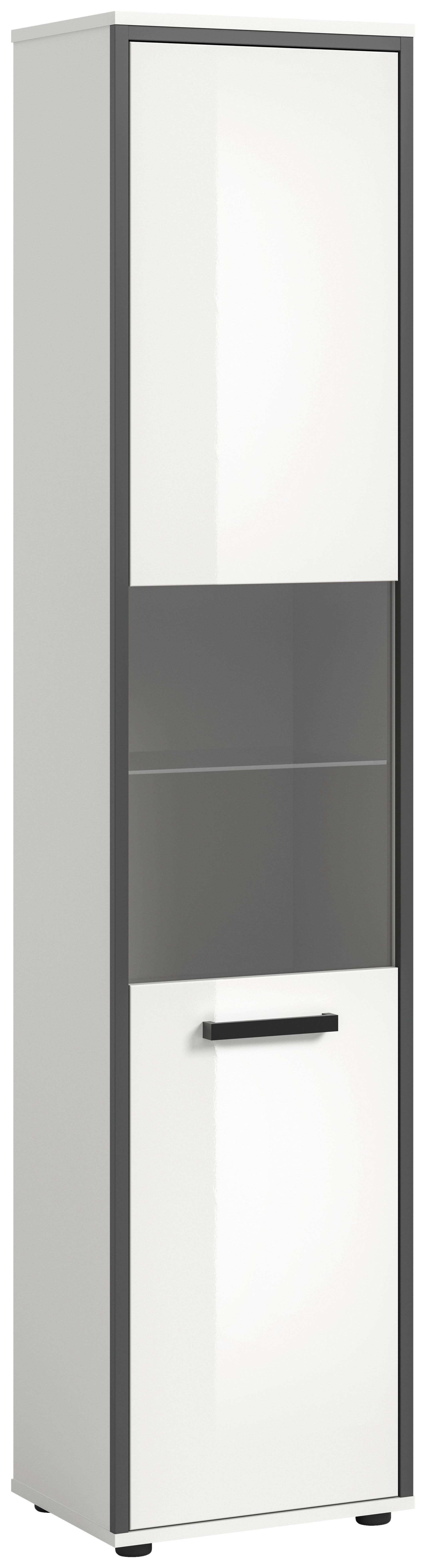 Hochschrank Kojak Weiß/Anthrazit - Weiß Hochglanz/Schwarz, MODERN, Holzwerkstoff/Kunststoff (40/188/34cm) - MID.YOU