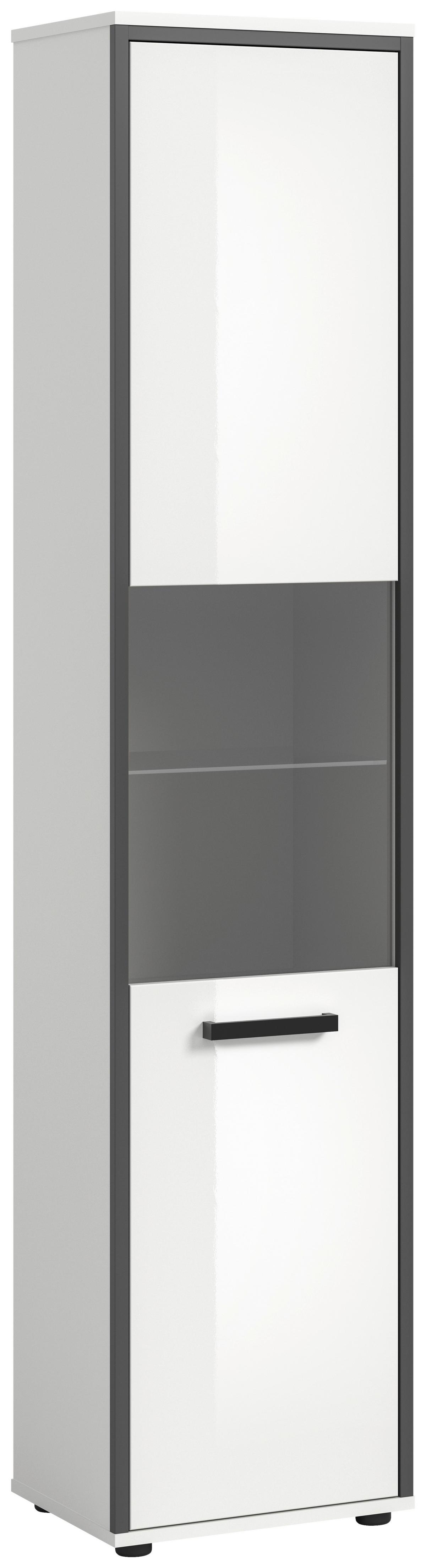 Hochschrank Kojak Weiß/Anthrazit - Weiß Hochglanz/Schwarz, MODERN, Holzwerkstoff/Kunststoff (40/188/34cm) - MID.YOU