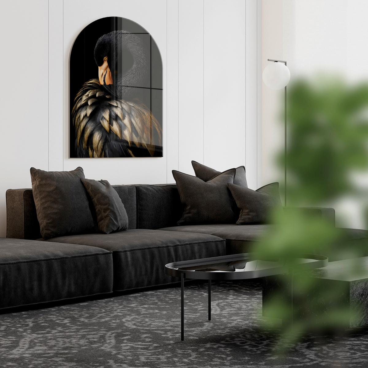 Glasbild Schwarz/Goldfarben ca.70x100cm - Goldfarben/Schwarz, Basics, Glas/Papier (70/100cm)