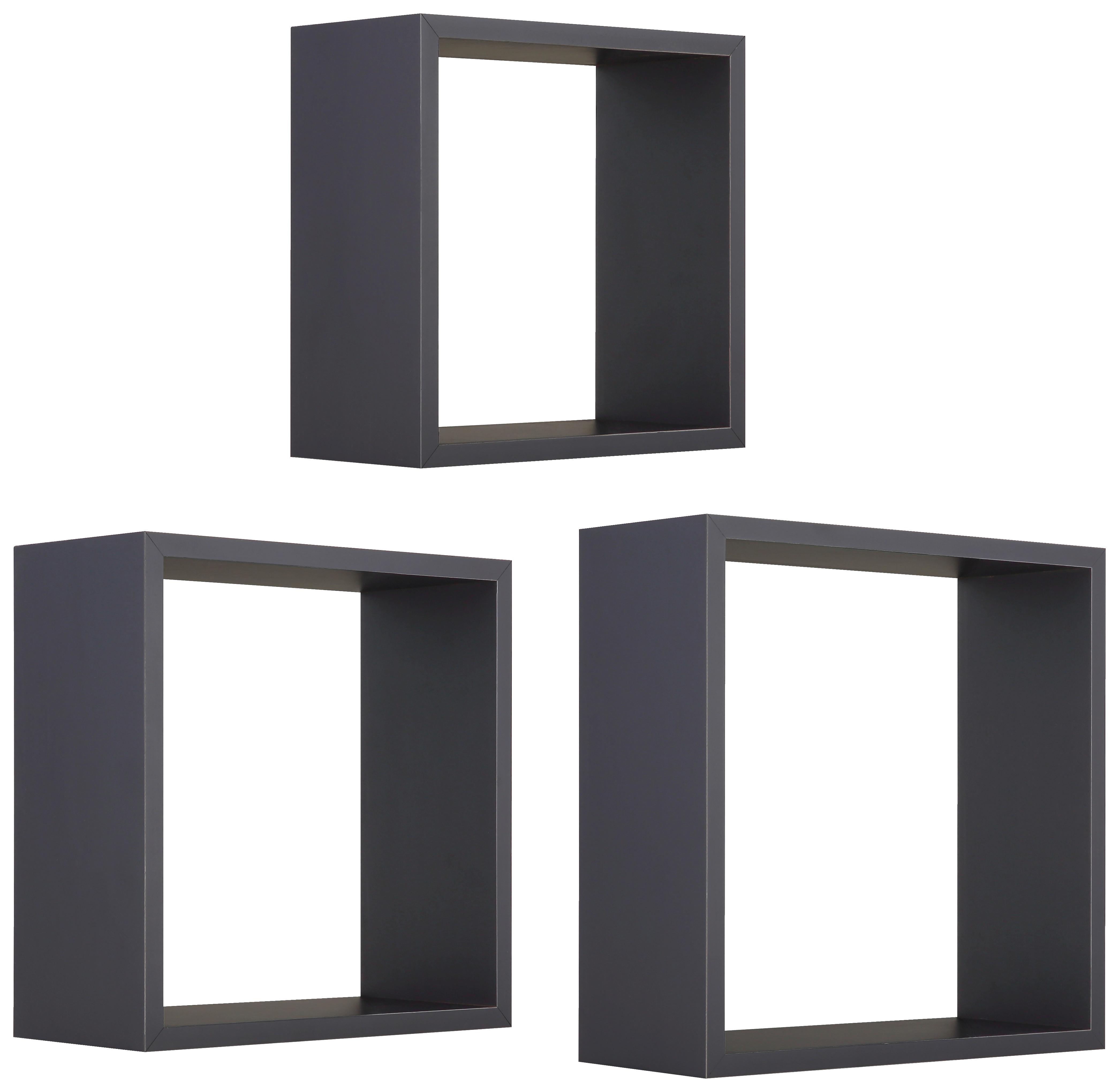 Set Zidnih Polica Simple 3 Antracit - Moderno, drvni materijal/plastika (30-27-24/30-27-24/12cm) - Best Price