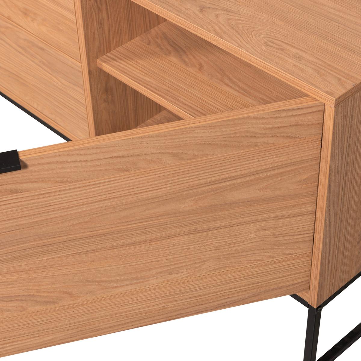Lowboard Silas Eichefarben B: 180cm - Eichefarben/Schwarz, Design, Holz/Metall (180/61/44cm) - Livetastic