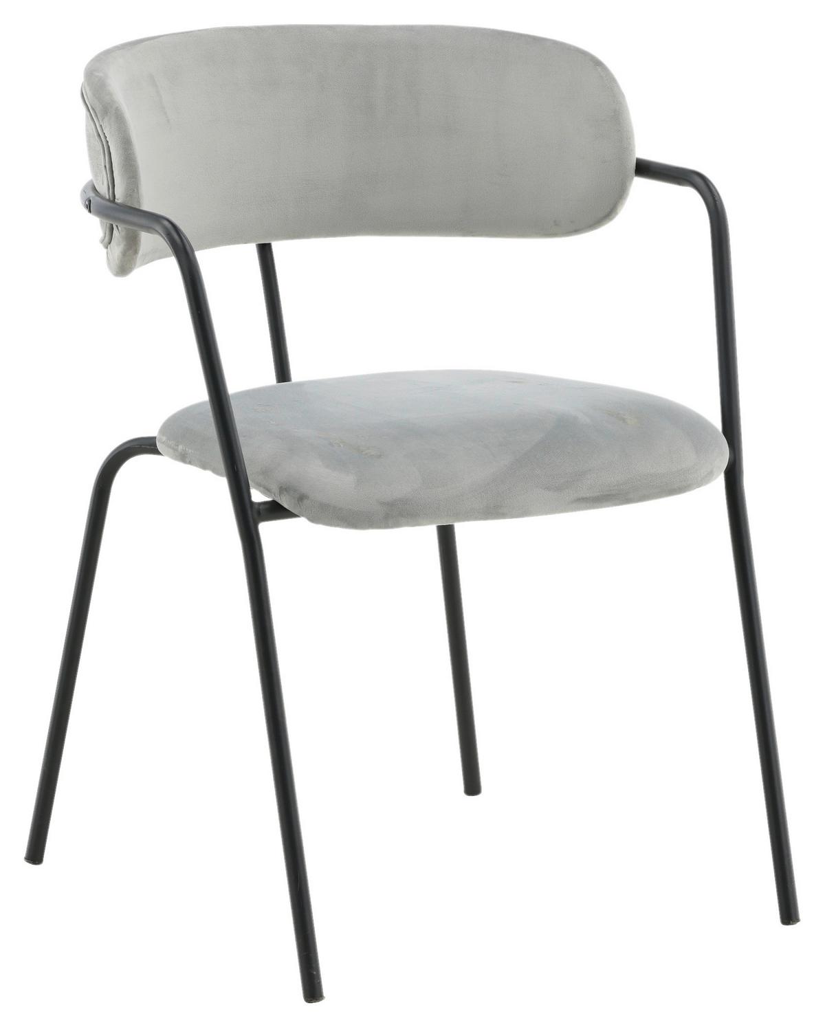 Stuhl-Set Arrow 2er-Set ca. 58x79 cm Samt Grau - Schwarz/Grau, Design, Textil/Metall (58/79/61cm) - Livetastic