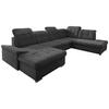 Wohnlandschft Zira Schwarz Nylon/Mikrofaser - Chromfarben/Schwarz, Design, Kunststoff/Textil (169/330/212cm) - Livetastic