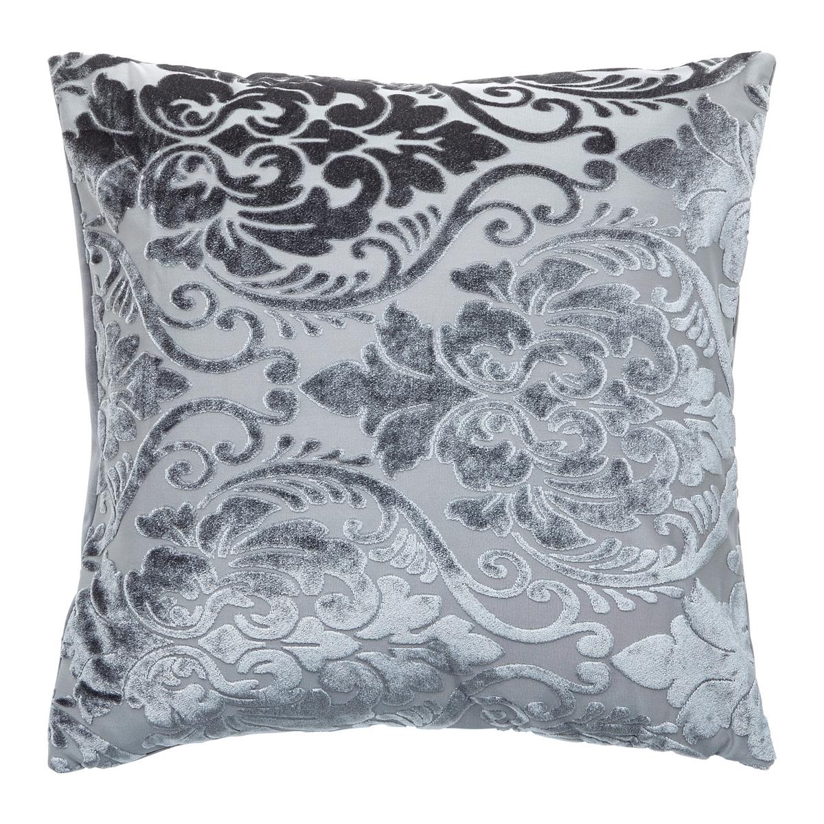 Zierkissen Velvet Ornament Grau ca. 45x45cm - Grau, ROMANTIK / LANDHAUS, Textil (45/45cm) - Modern Living