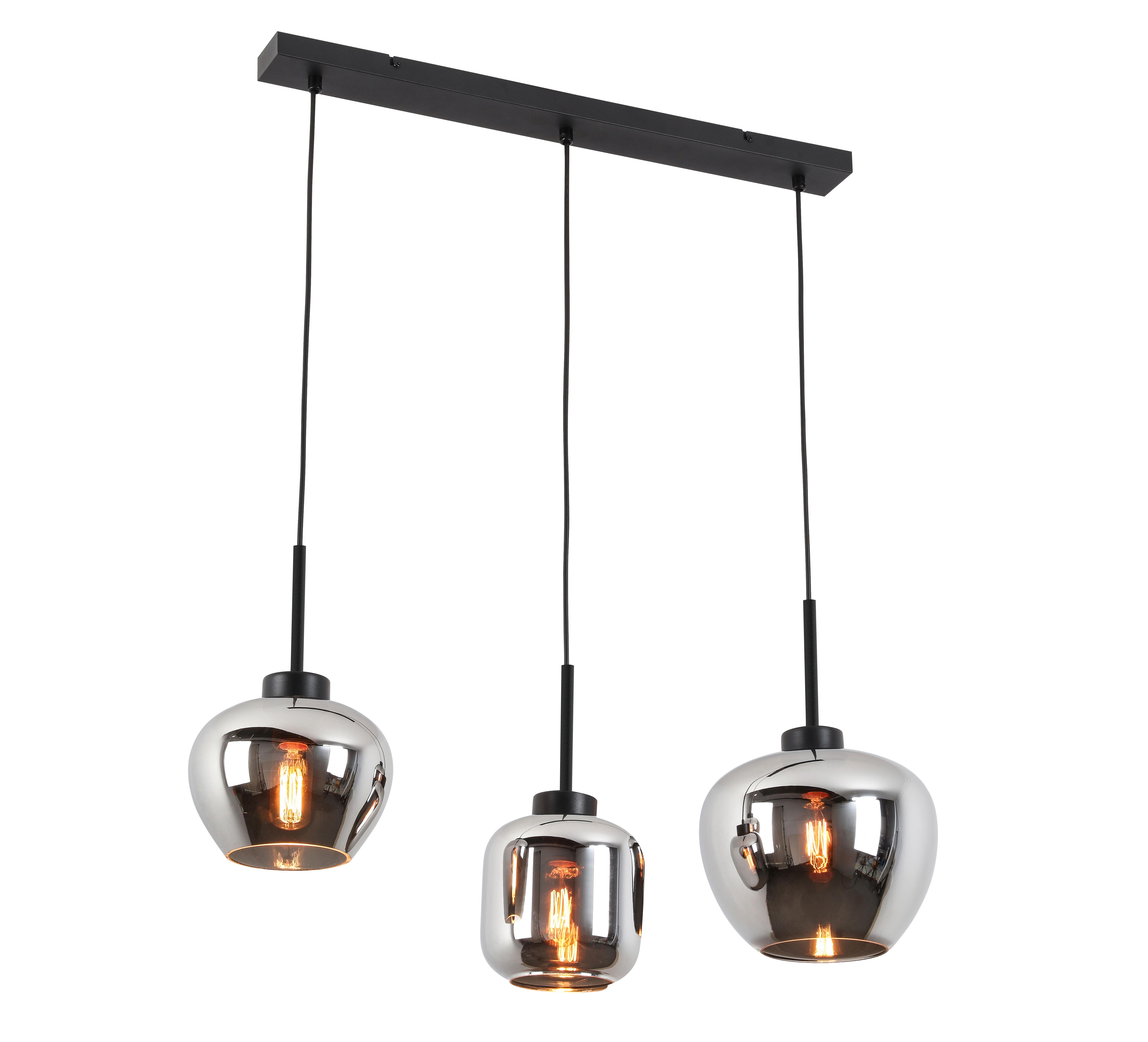 Hängeleuchte Enimor in Schwarz/Chrom max. 25 Watt - Chromfarben/Schwarz, Modern, Glas/Metall (75/22,5/120cm) - Premium Living