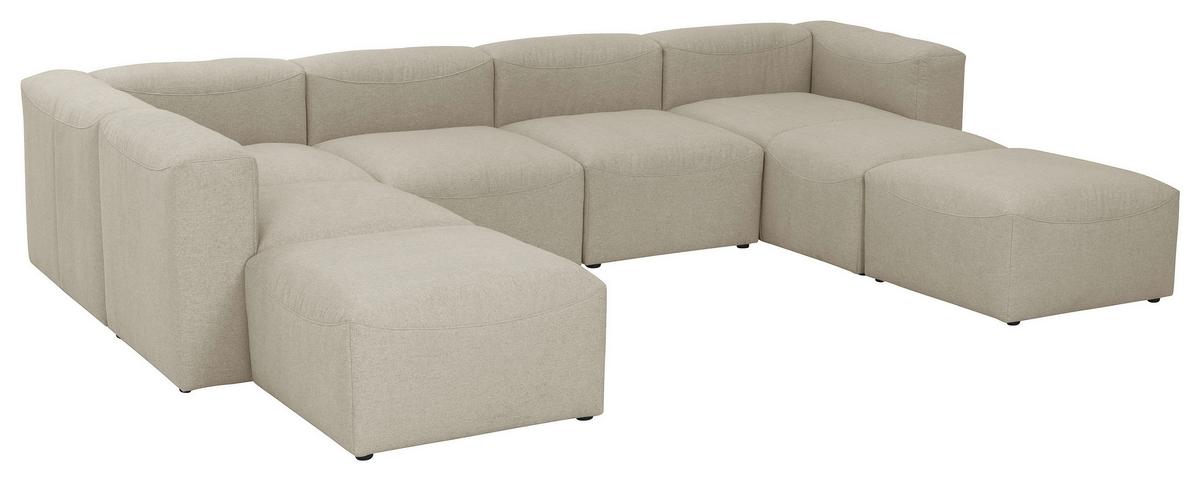 WOHNLANDSCHAFT LENA - Creme, Design, Kunststoff/Textil (250/350/235cm) - Max Winzer