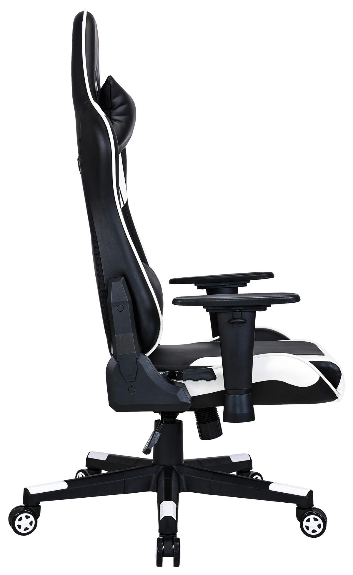 Drehstuhl Ziva Schwarz/Weiß - Schwarz/Weiß, MODERN, Kunststoff/Textil (69,5/120-130/66cm) - Mömax