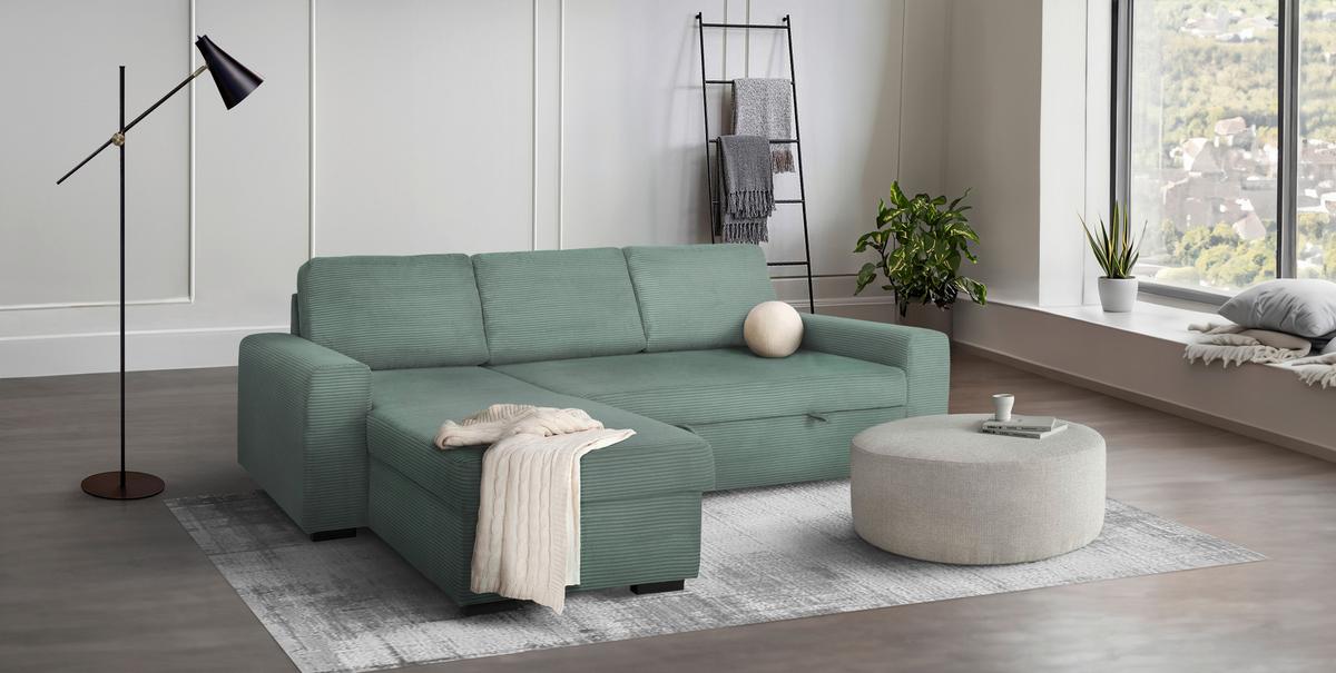 Sedežna Garnitura Tara, Zelena, Ležišče In Predal - Moderno, tekstil (245/158cm) - Mömax