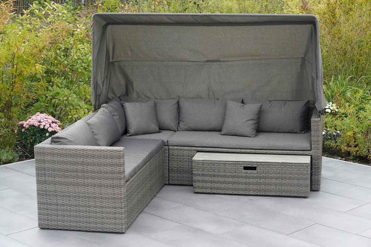 Lounge Garnitura San Marco, Blazine - siva/svetlo siva, Konvencionalno, kovina/umetna masa (250/150/168cm) - Gardenson