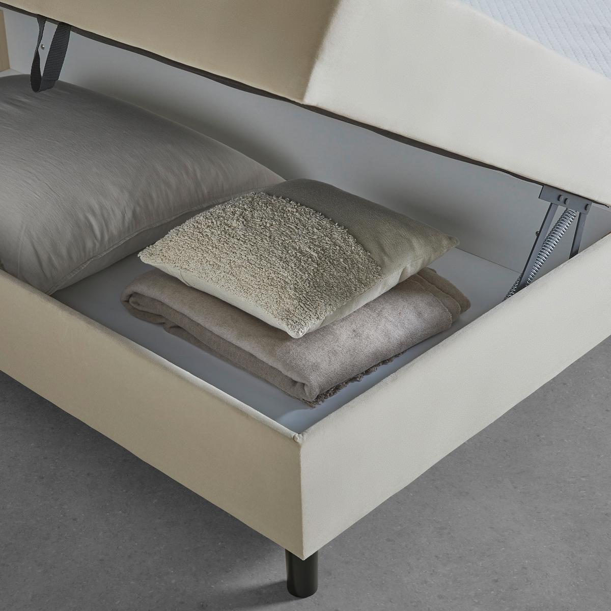 Boxbett Roma ca. 180x200 cm Beige mit Topper - Beige/Schwarz, MODERN, Holz/Textil (180/200cm) - Bessagi Home