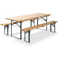 Biertischgarnitur Holz/Metall klappbar - Basics, Holz/Metall (220/78/70cm) - Gardenson