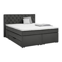 Boxspringbett Chester Graphitfarben ca. 180x200cm - Graphitfarben/Schwarz, Holzwerkstoff/Kunststoff (180/200cm) - Based