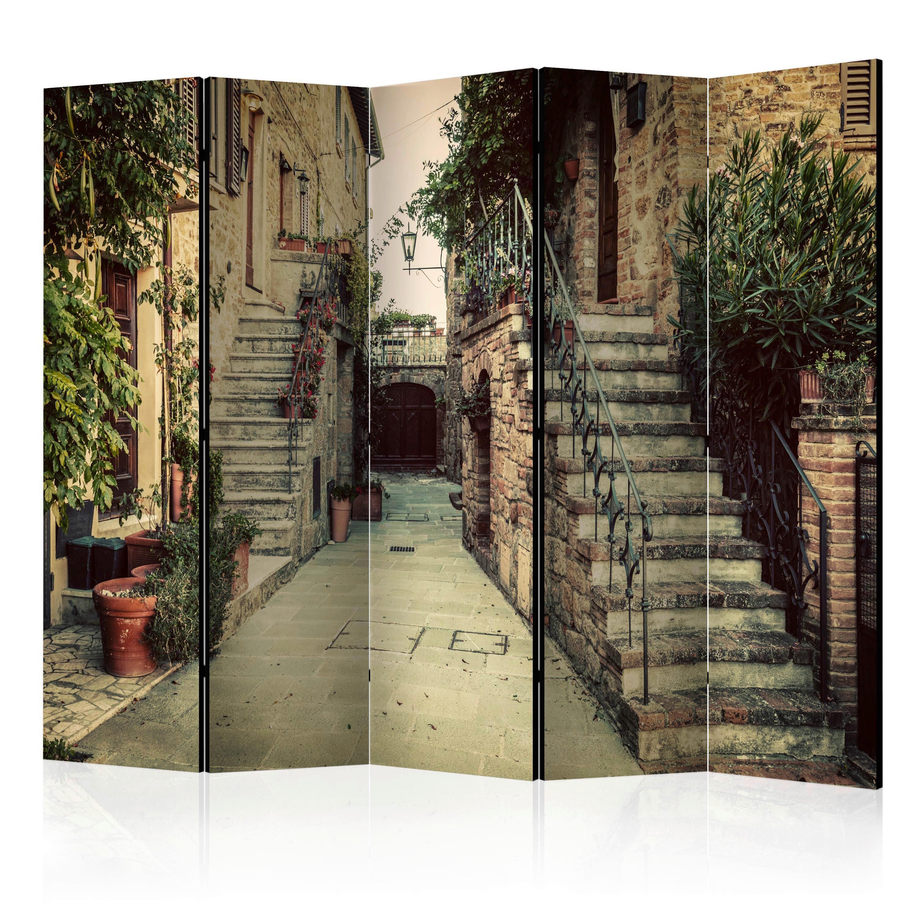 Paravan Tuscan Memories I, 5-Delni, Dvostranski - zelena/rjava, Basics, tekstil/les (225/172/3cm) - artgeist