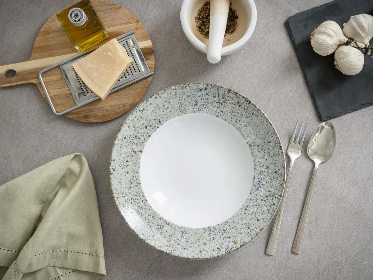 Set Krožnikov Za Testenine Stone Genua, 4-Delni - siva/črna, Basics, keramika (27cm) - Creatable