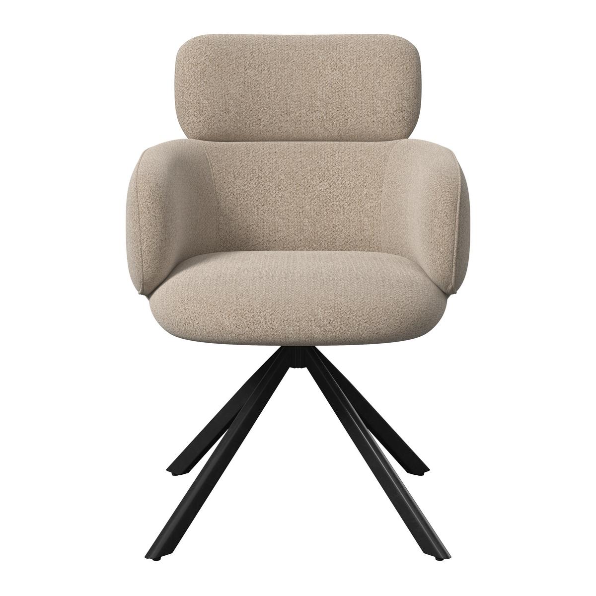 Armlehnstuhl Liora Braun Webstoff Drehbar Gepolstert - Schwarz/Braun, MODERN, Textil/Metall (57,5/84/61cm) - Bessagi Home