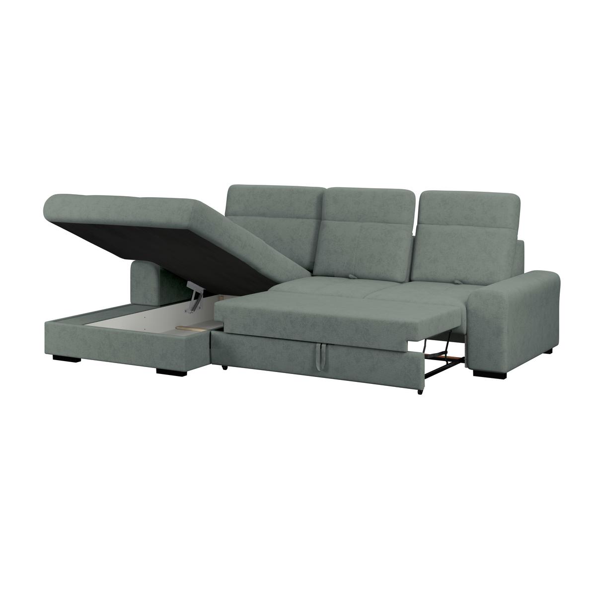 Kutna Garnitura Malaga - zelena/crna, Konvencionalno, tekstil/drvo (203/286cm) - Ondega