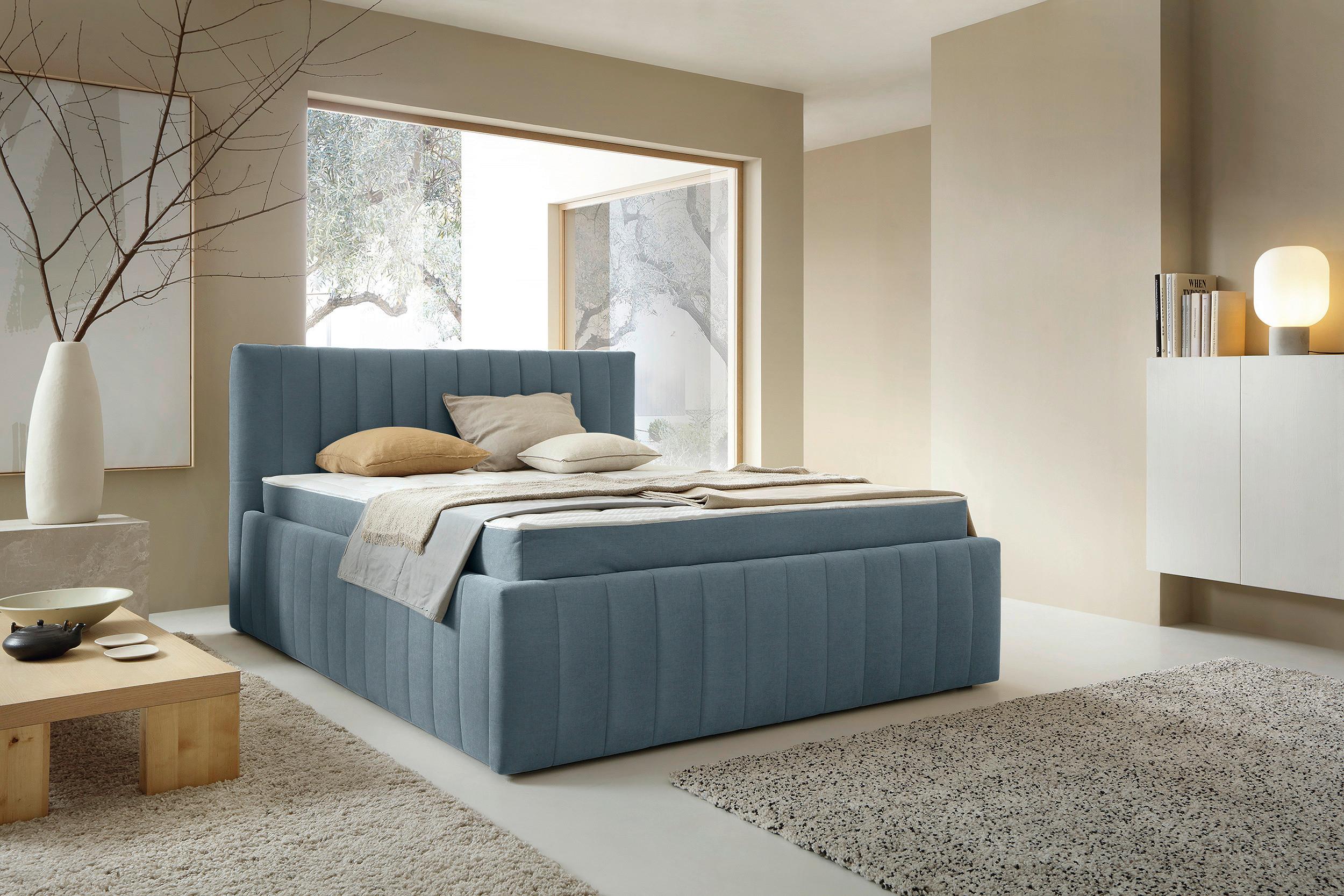 Tapecirani Krevet Orinoco - plava/crna, Moderno, drvni materijal/metal (160/200cm) - Based