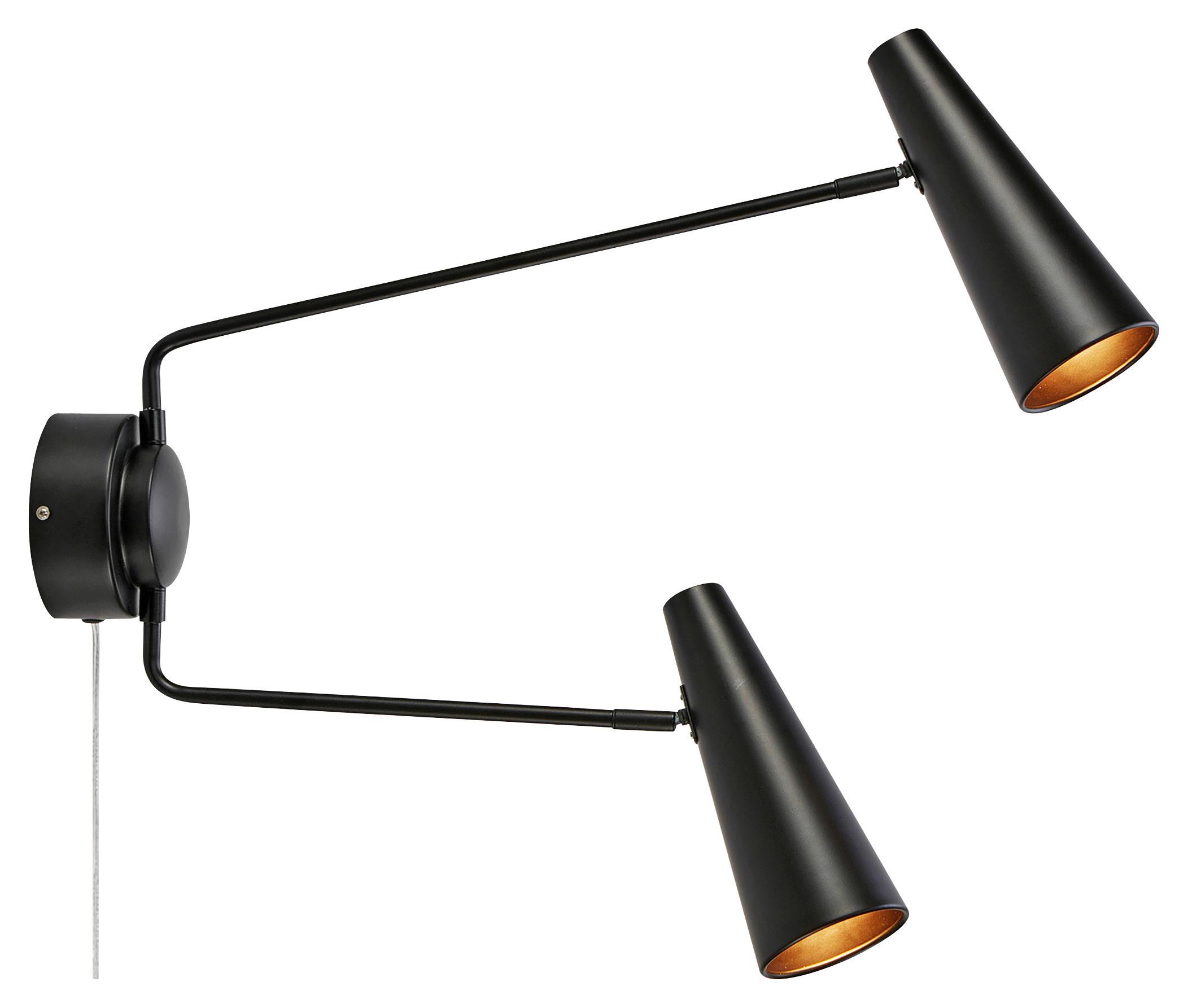 Wandleuchte Peak Wall Schwarz max. 40 Watt - Schwarz, Basics, Metall (12/62/50,5cm) - Markslöjd