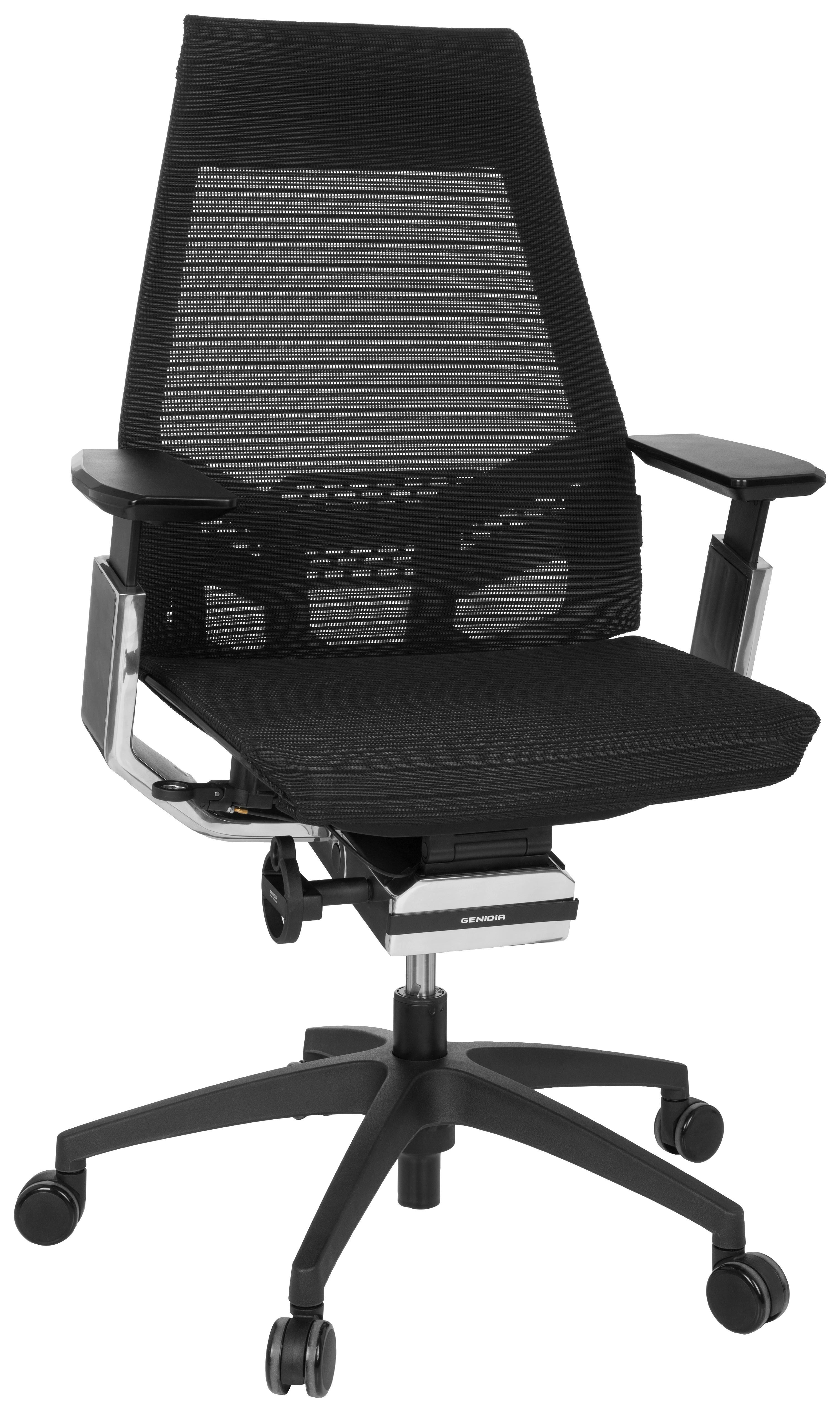 Pisarniški Stol Genidia Smart Black, Črna - barve kroma/črna, Moderno, umetna masa/tekstil (70/112/55cm) - MID.YOU