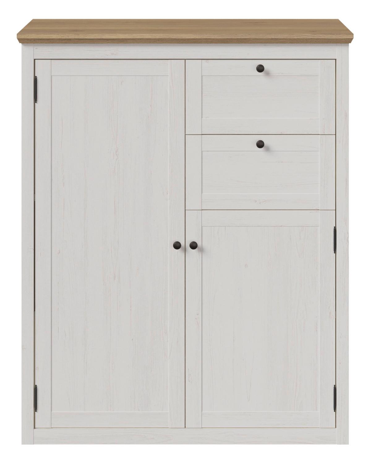 Schrank Korsika Eiche-/Kieferfarben - Eichefarben/Schwarz, ROMANTIK / LANDHAUS, Holzwerkstoff/Metall (105,5/130/42,9cm) - Mömax