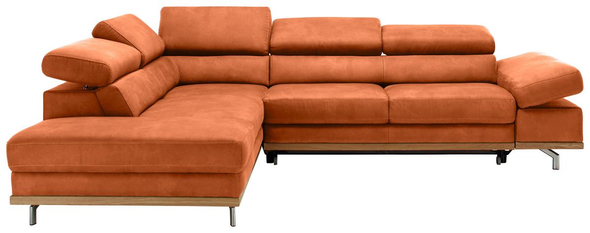 Ecksofa Carmen Orange - Chromfarben/Schwarz, KONVENTIONELL, Holz/Textil (292/93/226cm) - Premium Living