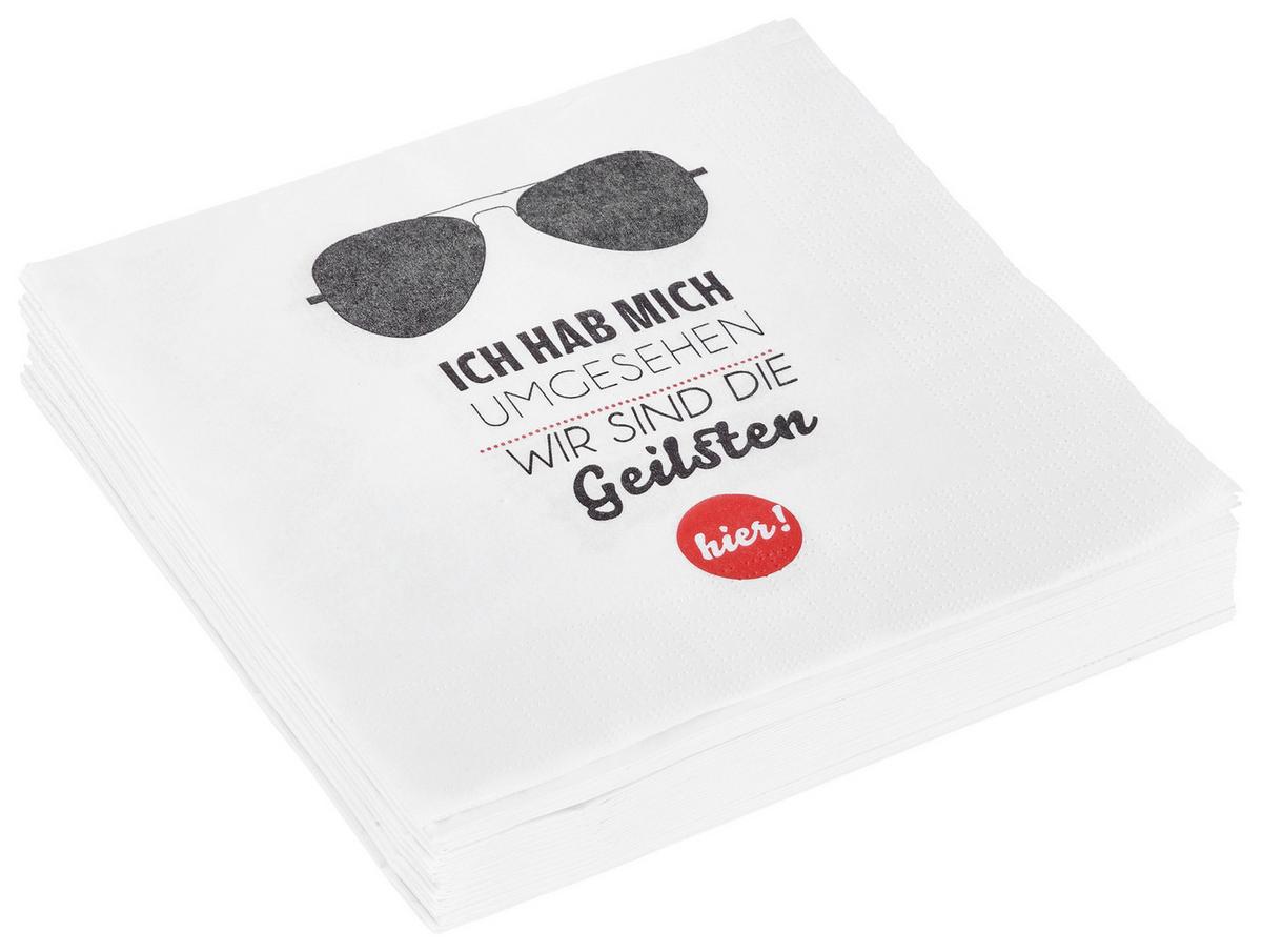 Serviette Laura in Weiss 3-lagig - Weiss/Rot, Papier (33cm)