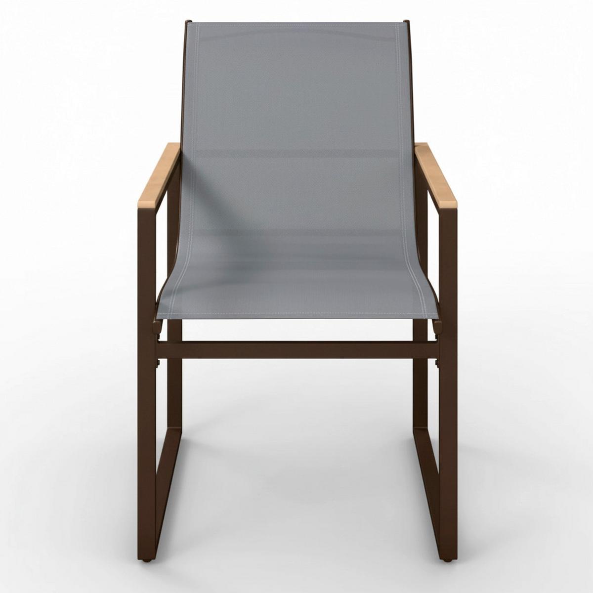 Gartensessel-Set Matteo Grau Metall/Texteline - Schwarz/Naturfarben, MODERN, Kunststoff/Textil (56/86/53cm) - Bessagi Garden