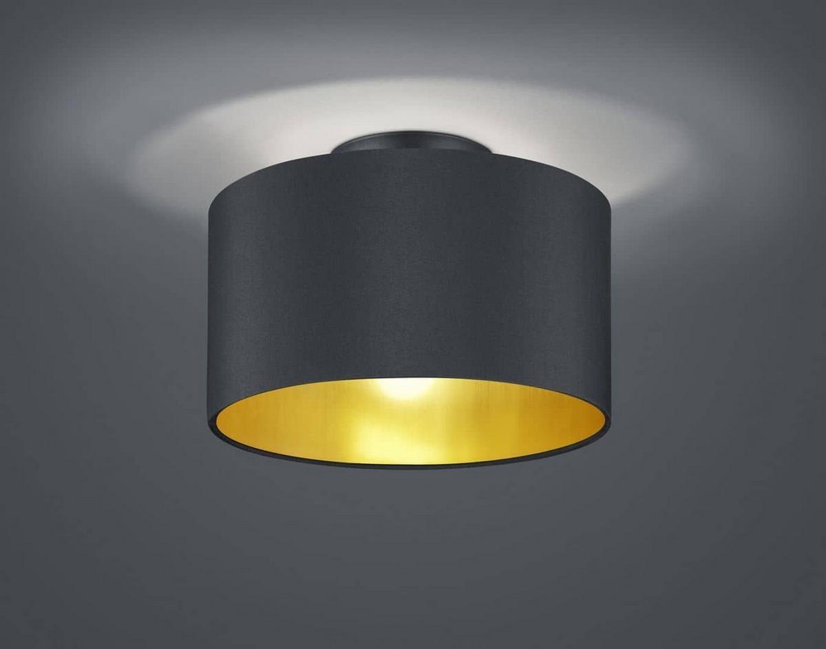 Deckenleuchte Hostel in Schwarz/Gold max. 40 Watt - Goldfarben/Schwarz, Design, Textil/Metall (30/22cm) - Trio Leuchten