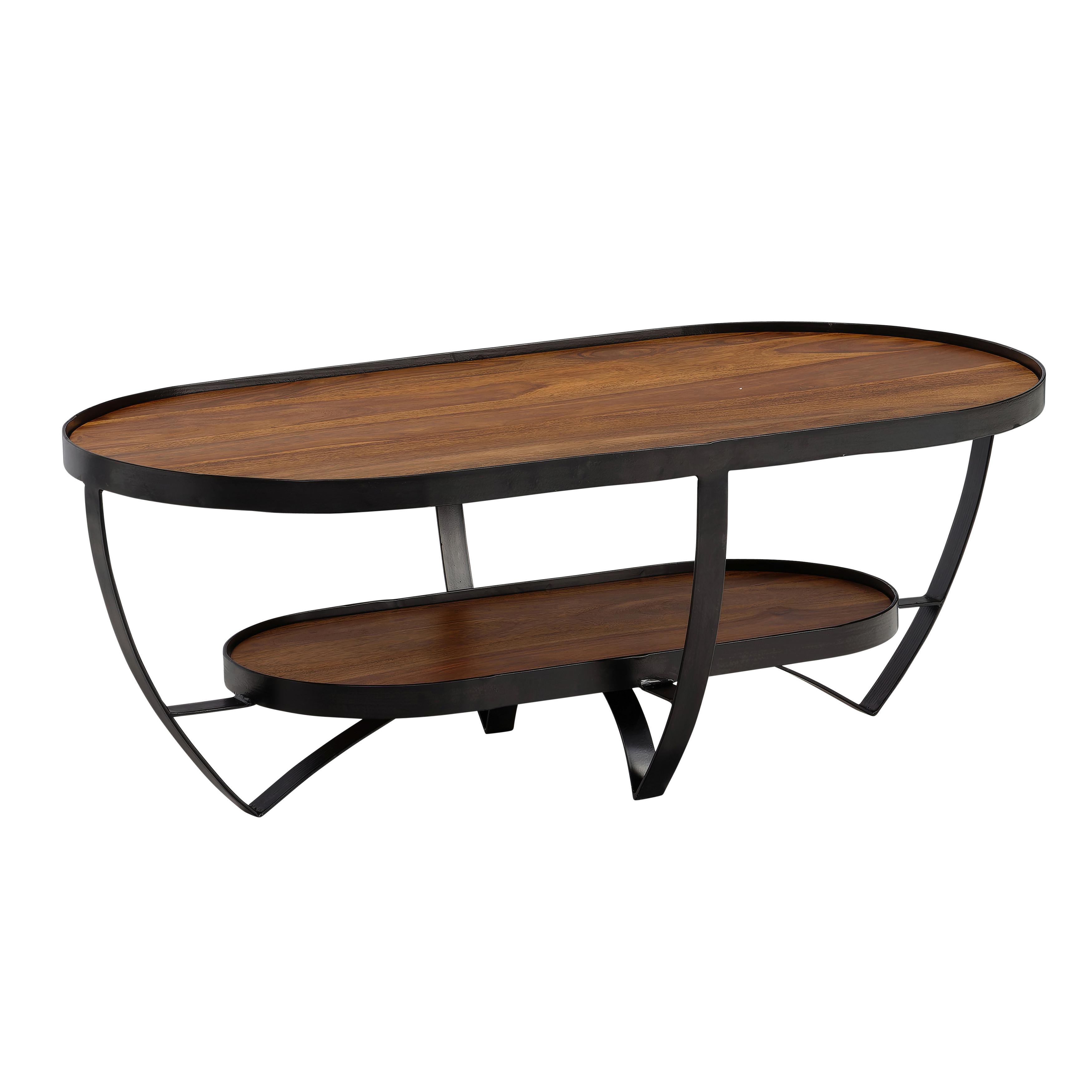 COUCHTISCH WL6.839 - Sheeshamfarben/Schwarz, Design, Holz/Metall (100/50/37,5cm) - MID.YOU