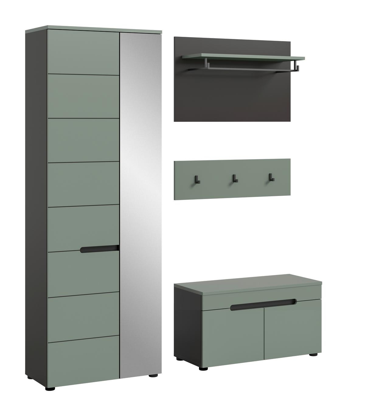 Predsoba Canu, Sivozelena, 3-Delna - siva/sivozelena, Design, leseni material (160/190/37cm) - Livetastic