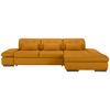 Wohnlandschaft Sanfino Leder Gelb - Chromfarben/Gelb, KONVENTIONELL, Leder/Metall (305/79-96/199cm) - Premium Living