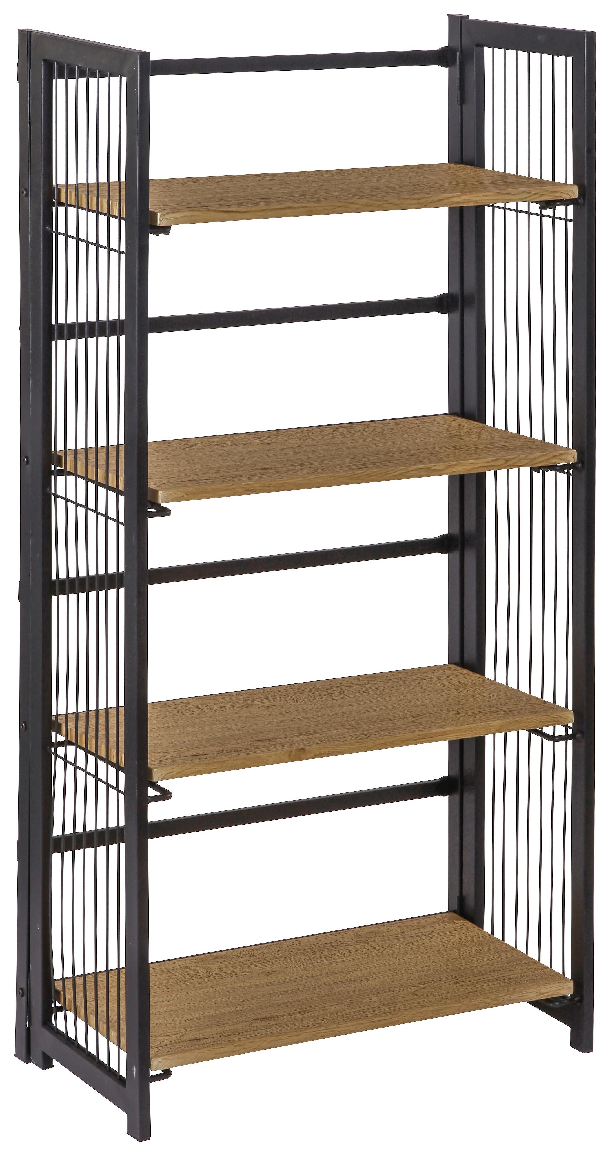 Etajeră Klapp - culoare lemn stejar/negru, Modern, metal/material pe bază de lemn (60/124,5/30cm) - Modern Living
