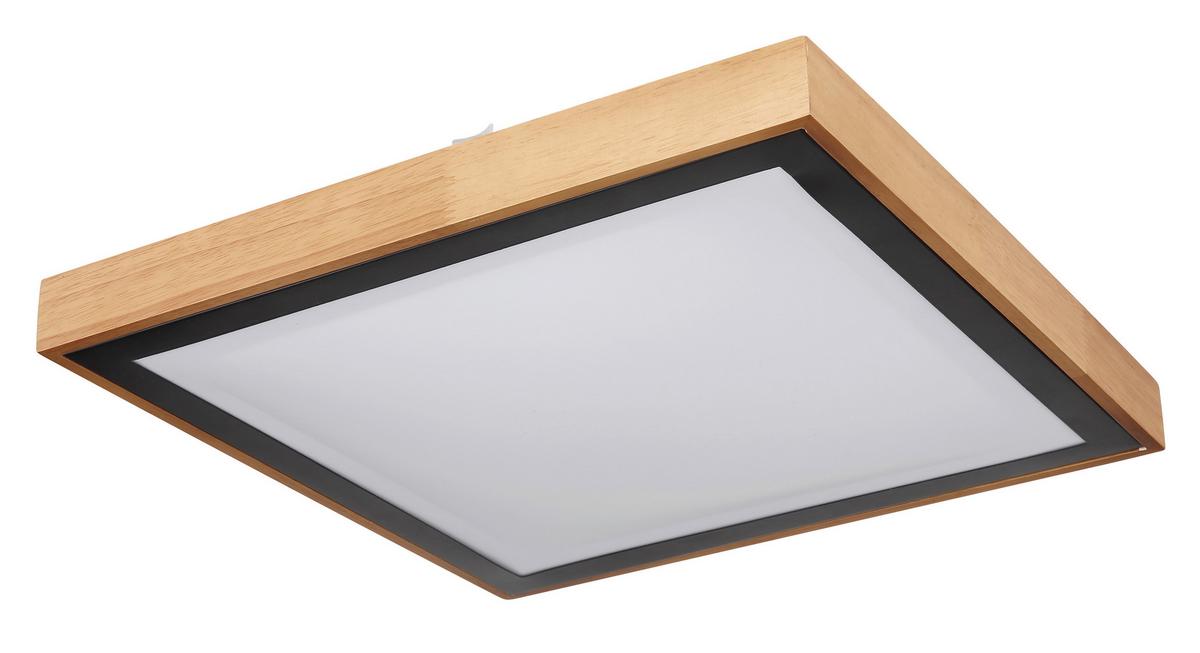 Stropna Led-svetilka Bruno, S Sijalko - črna/bela, Natur, kovina/umetna masa (39/39/9cm) - Globo
