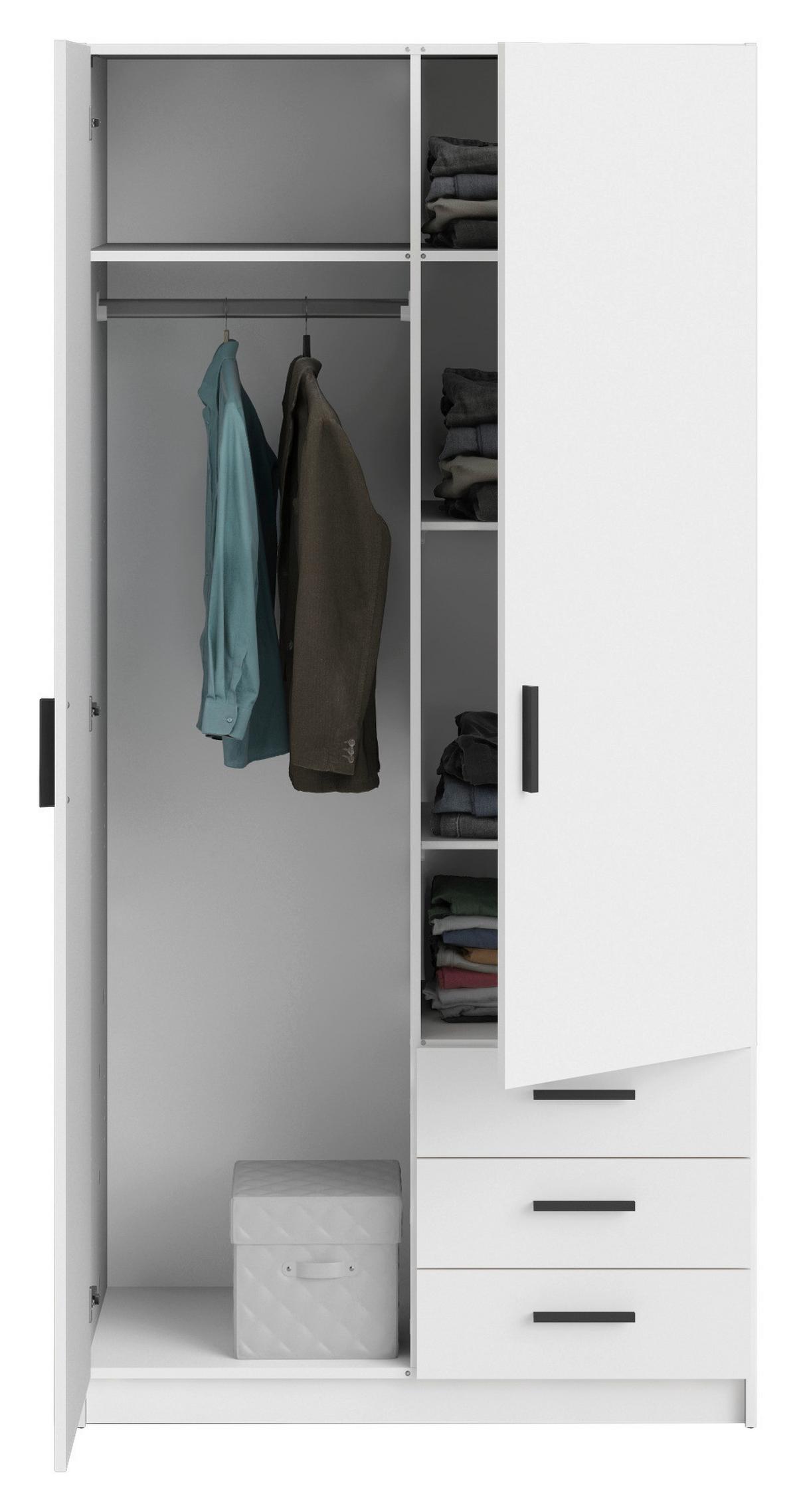 Omara Za Oblačila Sprint, Bela - črna/bela, Basics, kovina/leseni material (98,5/200,4/49,8cm) - MID.YOU