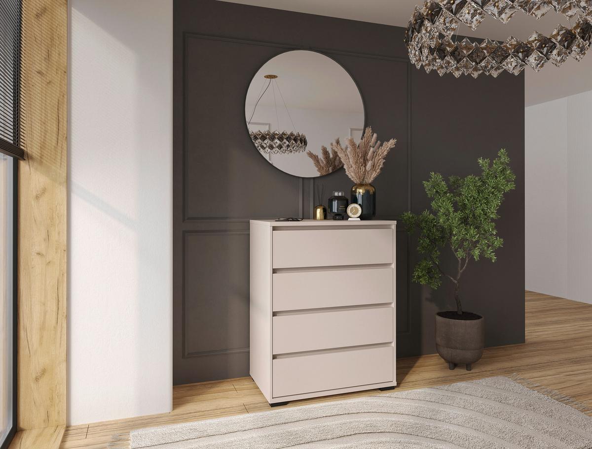 KOMODA LINE - antracytowy/kaszmir, Design, materiał drewnopochodny/tworzywo sztuczne (80/103/48cm) - Carryhome