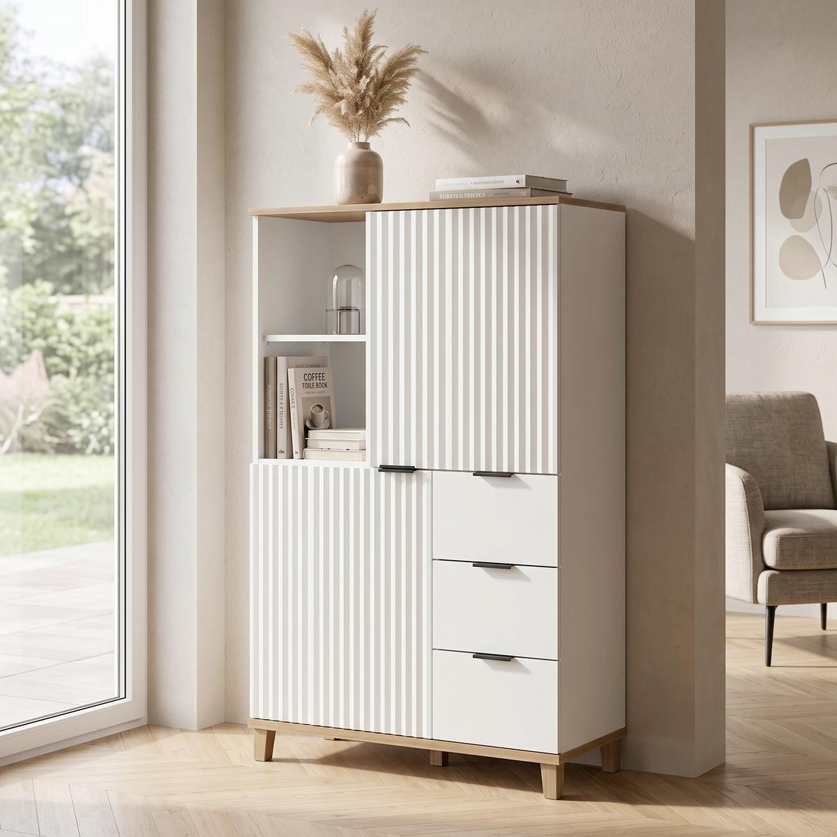 Visoka Komoda Plissee - Moderno, kovina/leseni material (84,8/141,4/40cm) - Mömax