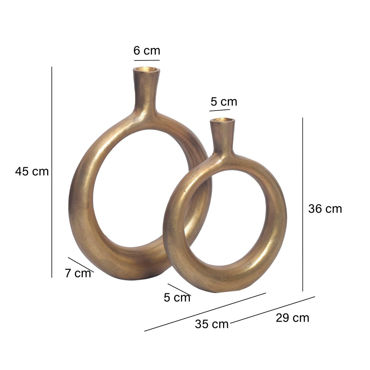 DEKOVASE Dekovase 2er Set Gold - Goldfarben, Design, Metall (35/45/7cm) - Livetastic