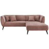 Wohnlandschaft Colori Rosa Cord - Schwarz/Rosa, MODERN, Holz/Textil (264/160cm) - MID.YOU
