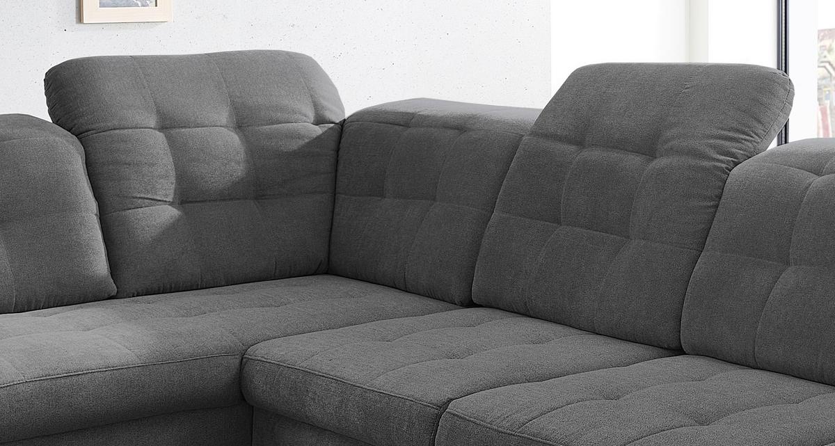 Wohnlandschaft Zira Anthrazit Nylon/Mikrofaser - Chromfarben/Anthrazit, Design, Kunststoff/Textil (212/330/169cm) - Livetastic