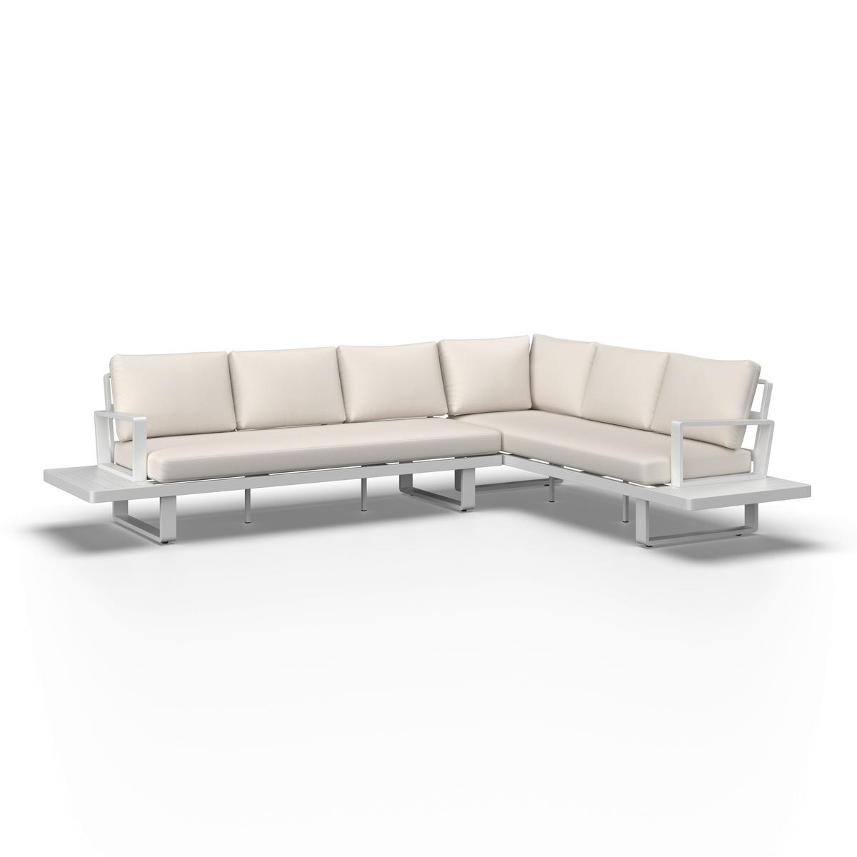 Loungegarnitur Tilly Creme Metall/Outdoorstoff +Abdeckung - Creme/Naturfarben, MODERN, Kunststoff/Textil (288,5/70/74cm) - Bessagi Garden