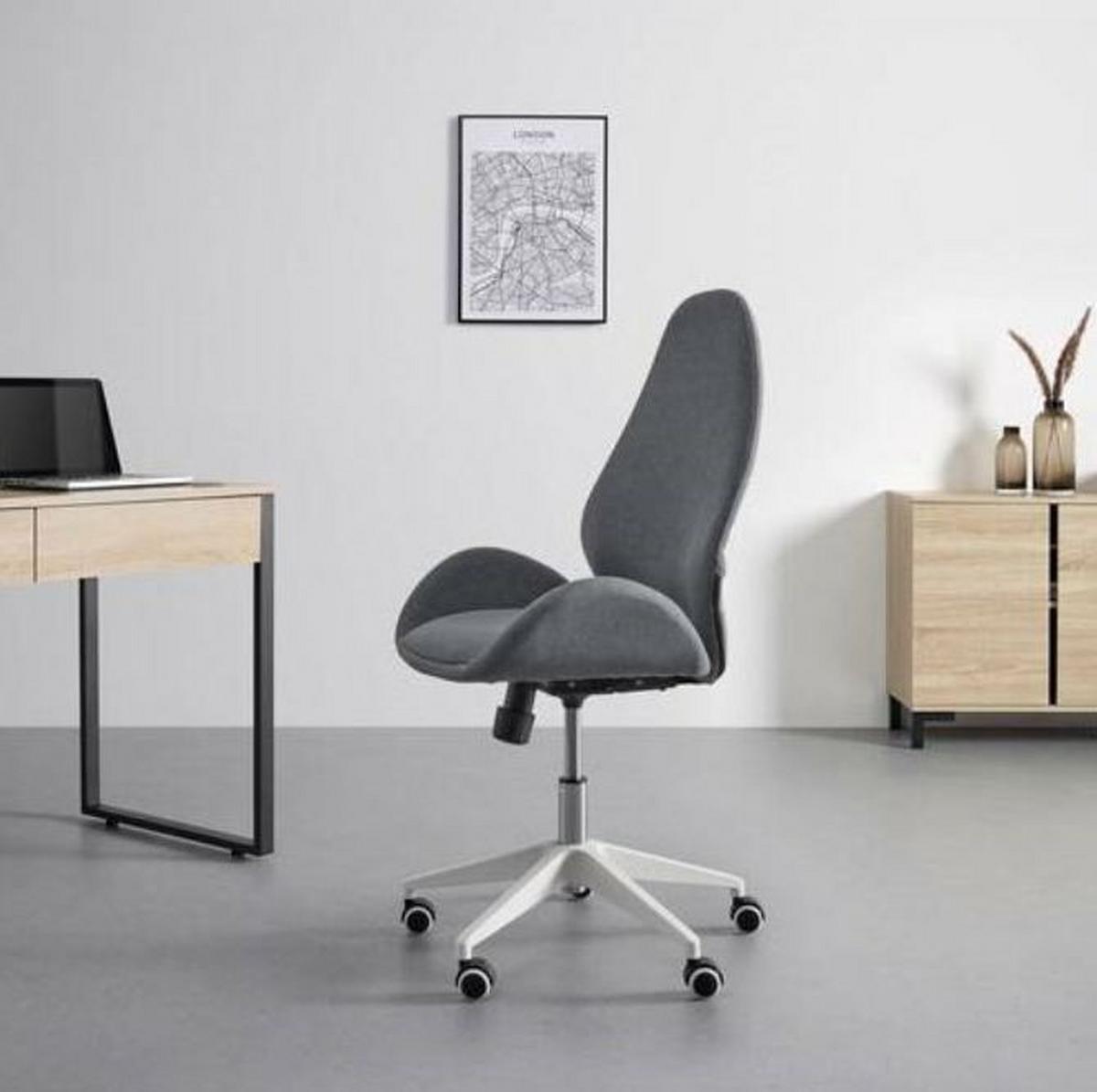 KRZESŁO OBROTOWE LEILA - biały/szary, Modern, tworzywo sztuczne/metal (56/105-115/57cm) - Bessagi Home