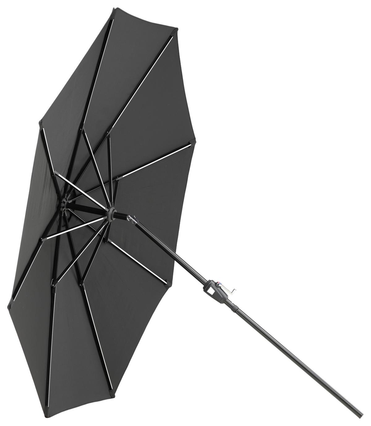 Sonnenschirm Sabal m. LED ca. 270x241 cm Schwarz Solar - Schwarz, KONVENTIONELL (270/241/270cm) - Gardenson